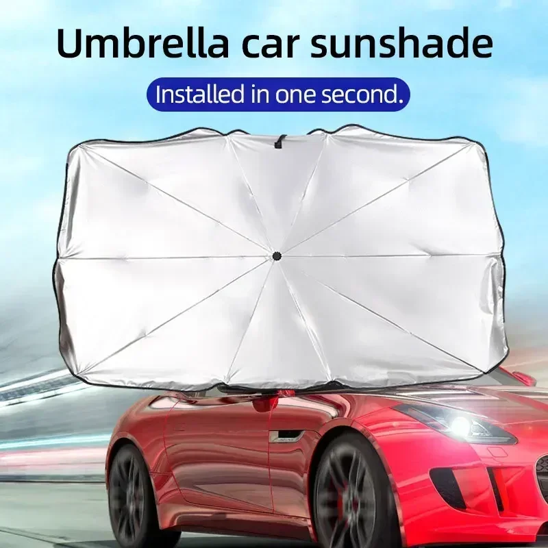 Car Sunshade Windshield Umbrella Foldable - Foldable Car Windshield Sunshade Umbrella, Silver