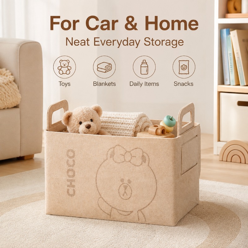 Car Trunk Organizer Foldable Storage Box - 20L Large Felt Trunk Organizer Cute