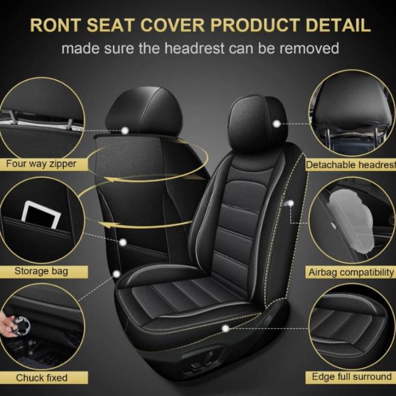 Black Universal Seat Cover 5-S - Leather Car Seat Covers Full Set Universal ulasan dan harga
