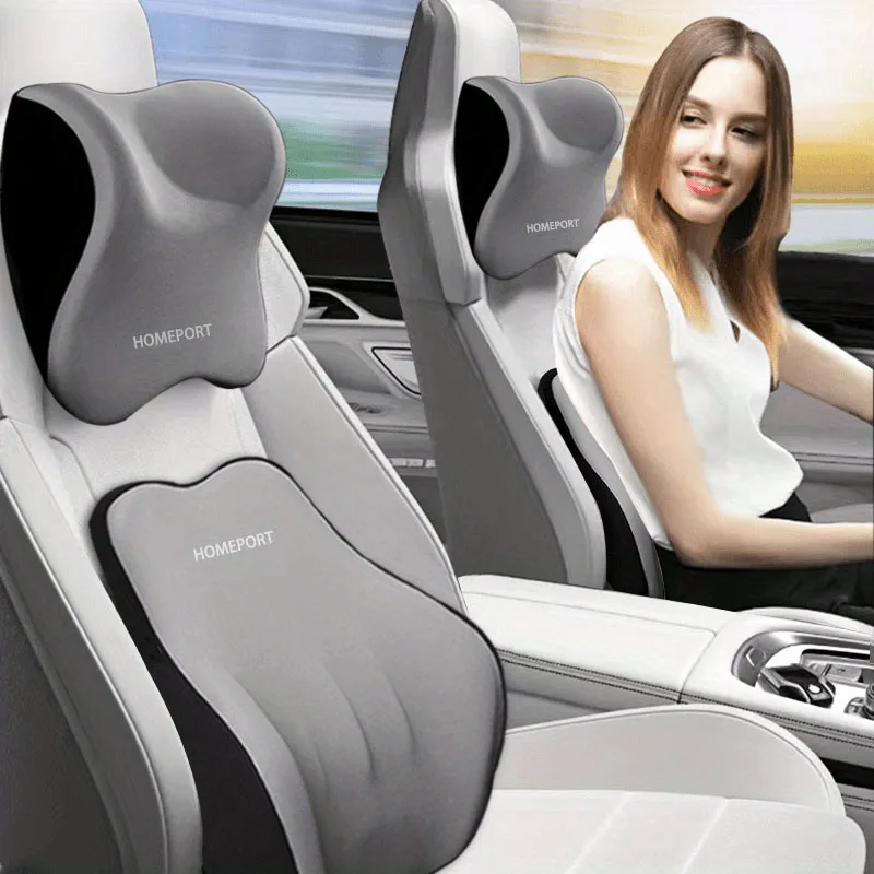 Car Memory Foam Headrest Set C - Memory Foam Car Neck Pillow Lumbar Support ulasan dan harga