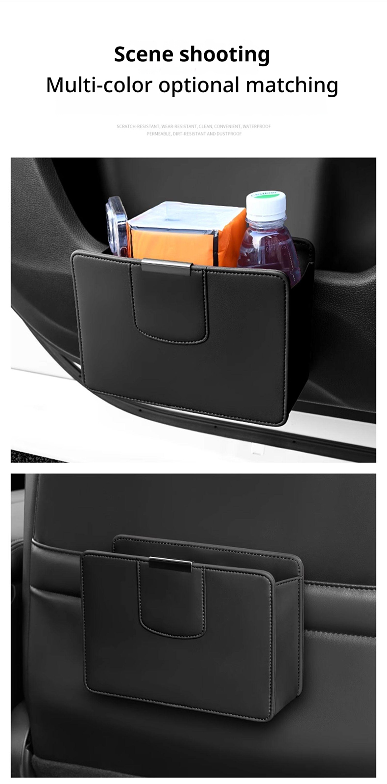 Car Trash Can Hanging Leather  - Waterproof Car Trash Can With Lid ulasan dan harga