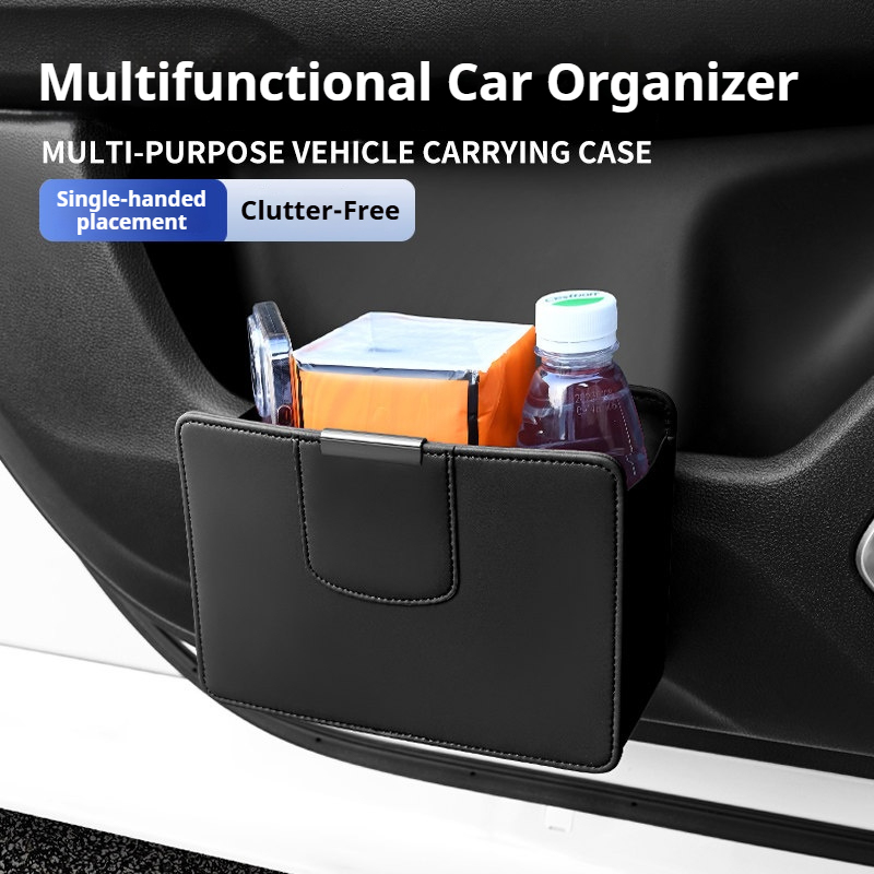 Car Trash Can Hanging Leather  - Waterproof Car Trash Can With Lid ulasan dan harga