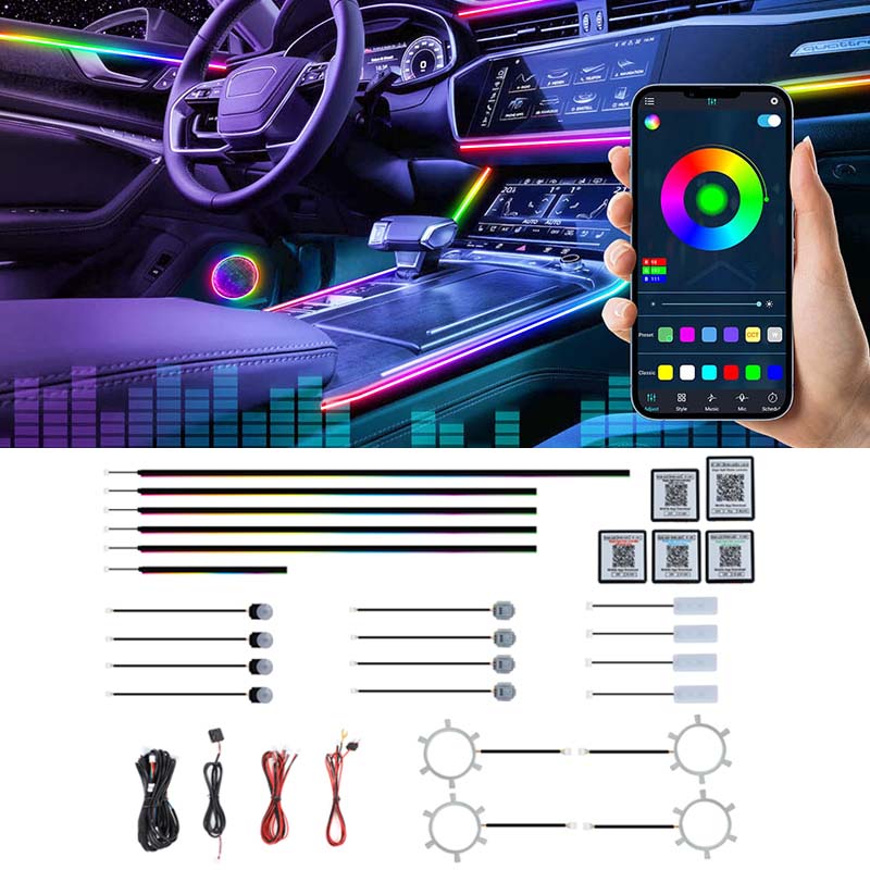 22 in 1 Dream Color RGB Dynami - Led Ambient Interior Car Lights App Control ulasan dan harga