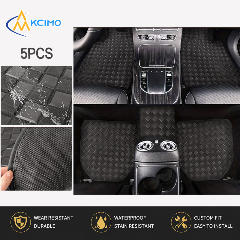 5pcs Diamond lattice PVC leath - Car Floor Mats Universal Waterproof Leather ulasan dan harga