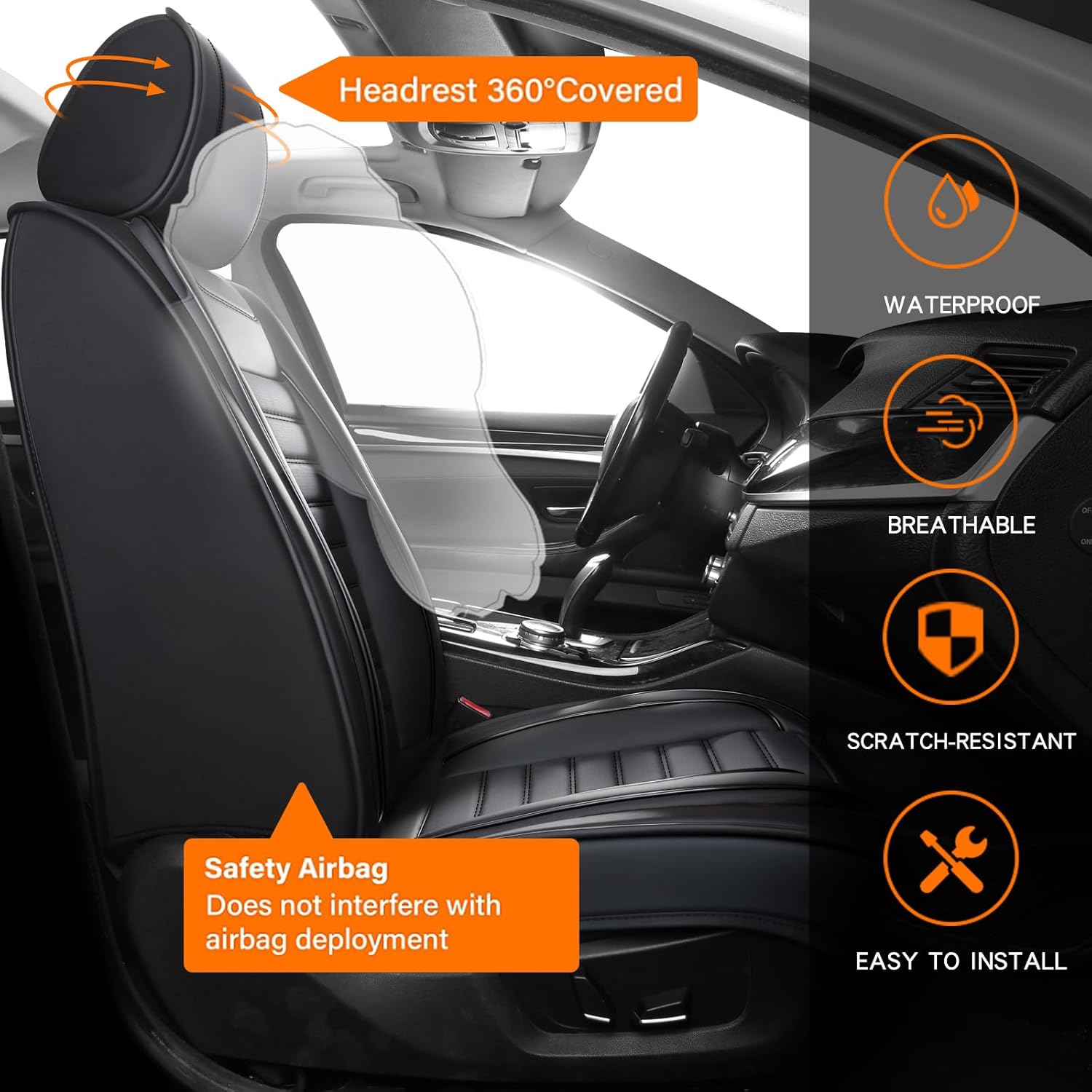 5pcs Full Set Car Seat Covers  - Leather Car Seat Covers Full Set Universal ulasan dan harga