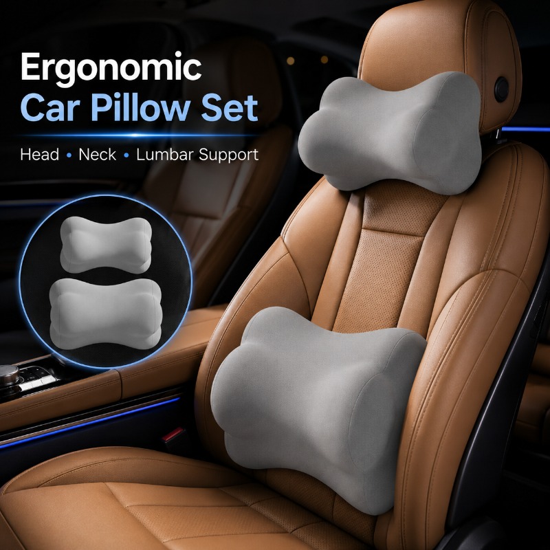 Universal Car Headrest Neck Pi - Memory Foam Car Neck Pillow Lumbar Support ulasan dan harga