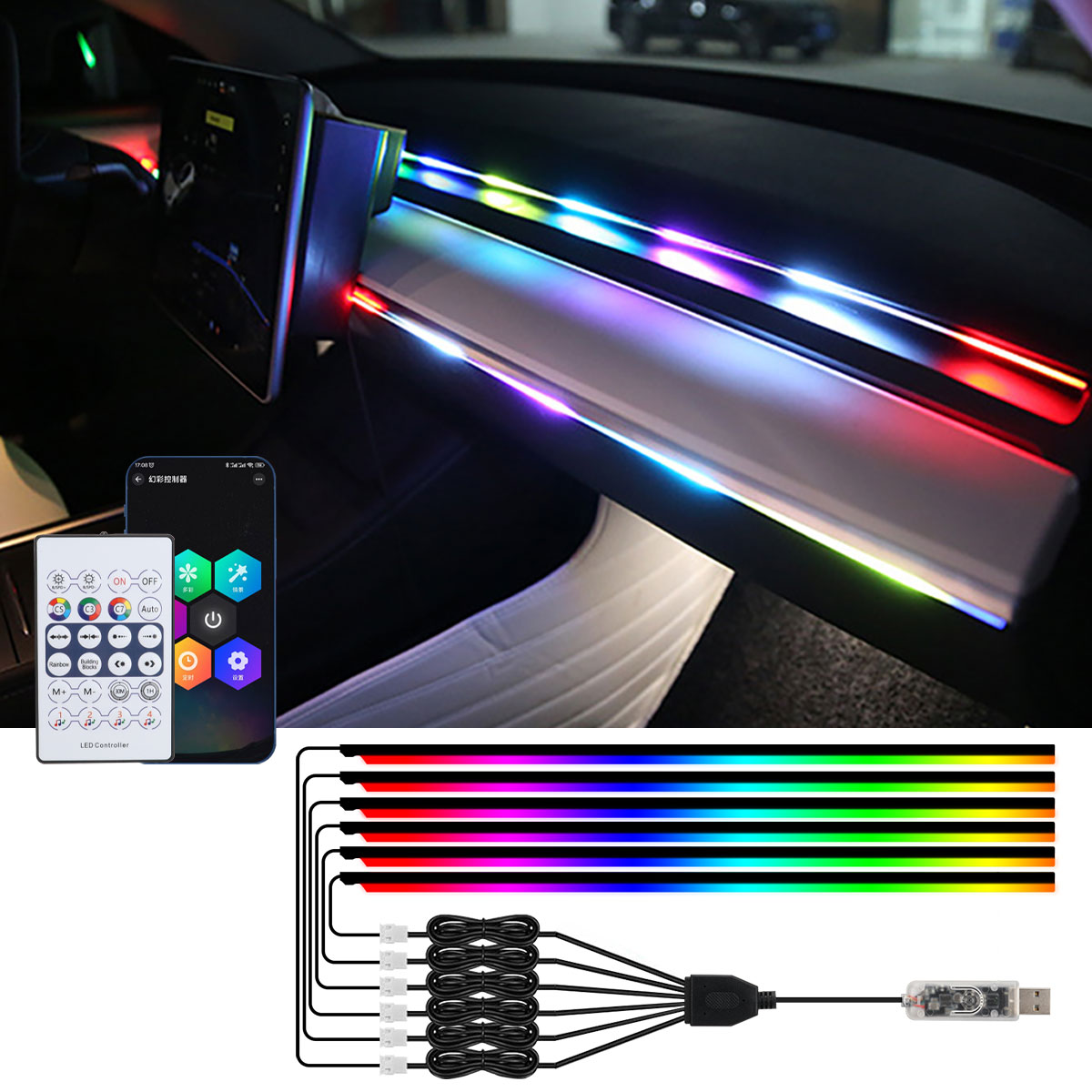 6/10 in 1 Car Led Ambient Ligh - Led Ambient Interior Car Lights App Control ulasan dan harga