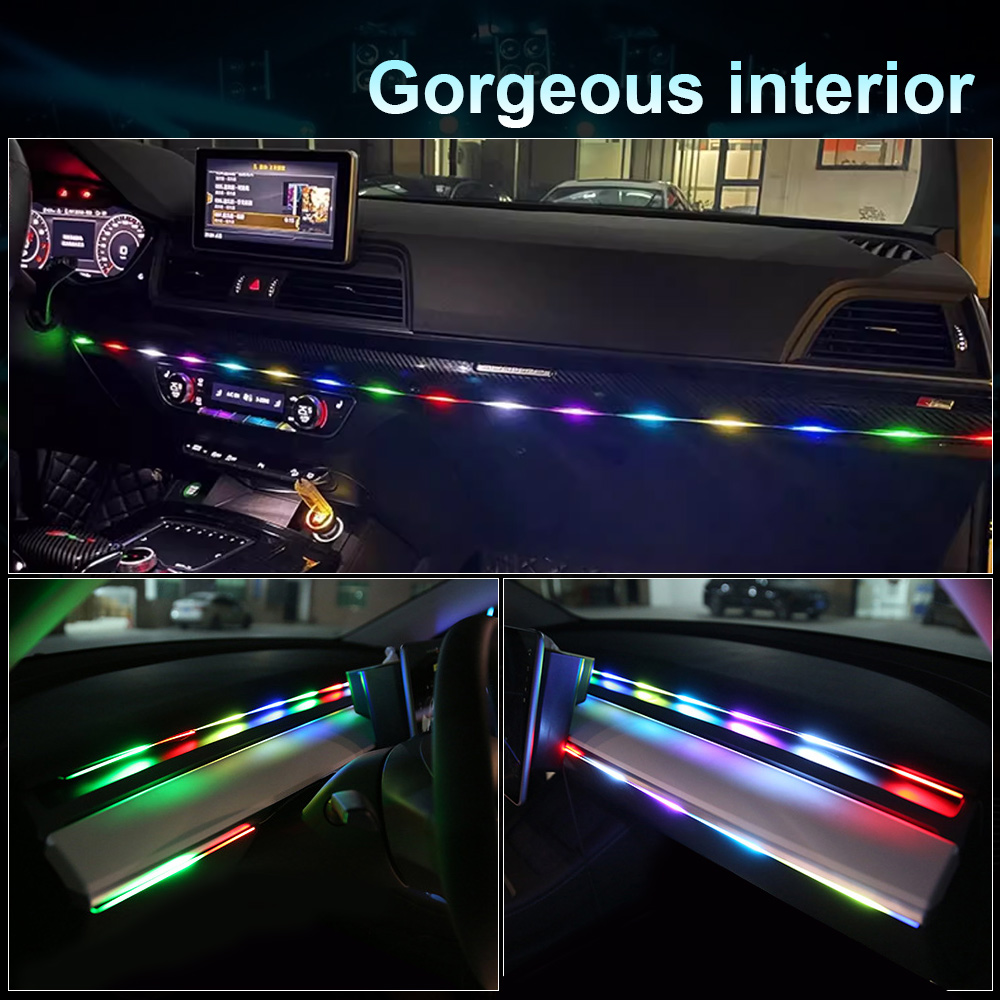 64 colors USB Car LED Ambient  - Led Ambient Interior Car Lights App Control ulasan dan harga